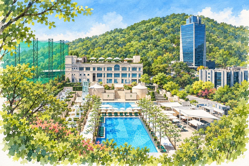 首尔悦榕庄(Banyan Tree Club & Spa Seoul) — AI 建筑示意图・非酒店实拍