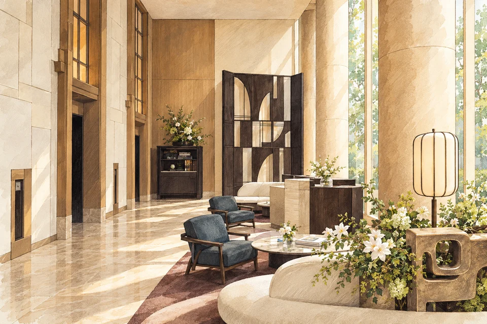 东京丸之内四季酒店(Four Seasons Hotel Tokyo at Marunouchi) — AI 建筑示意图・非酒店实拍