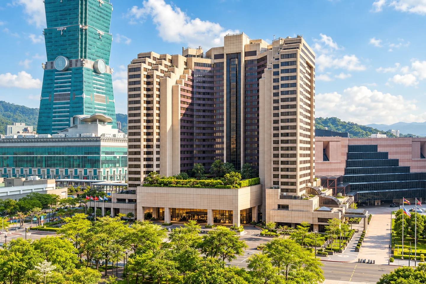 Grand Hyatt Taipei — AI style illustration · not this hotel’s actual interior