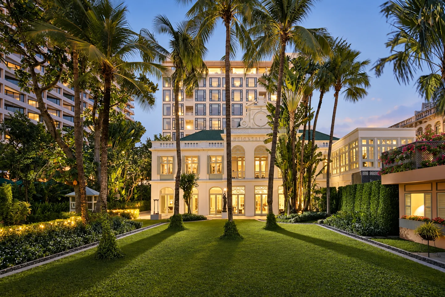 Mandarin Oriental Bangkok — AI style illustration · not this hotel’s actual interior