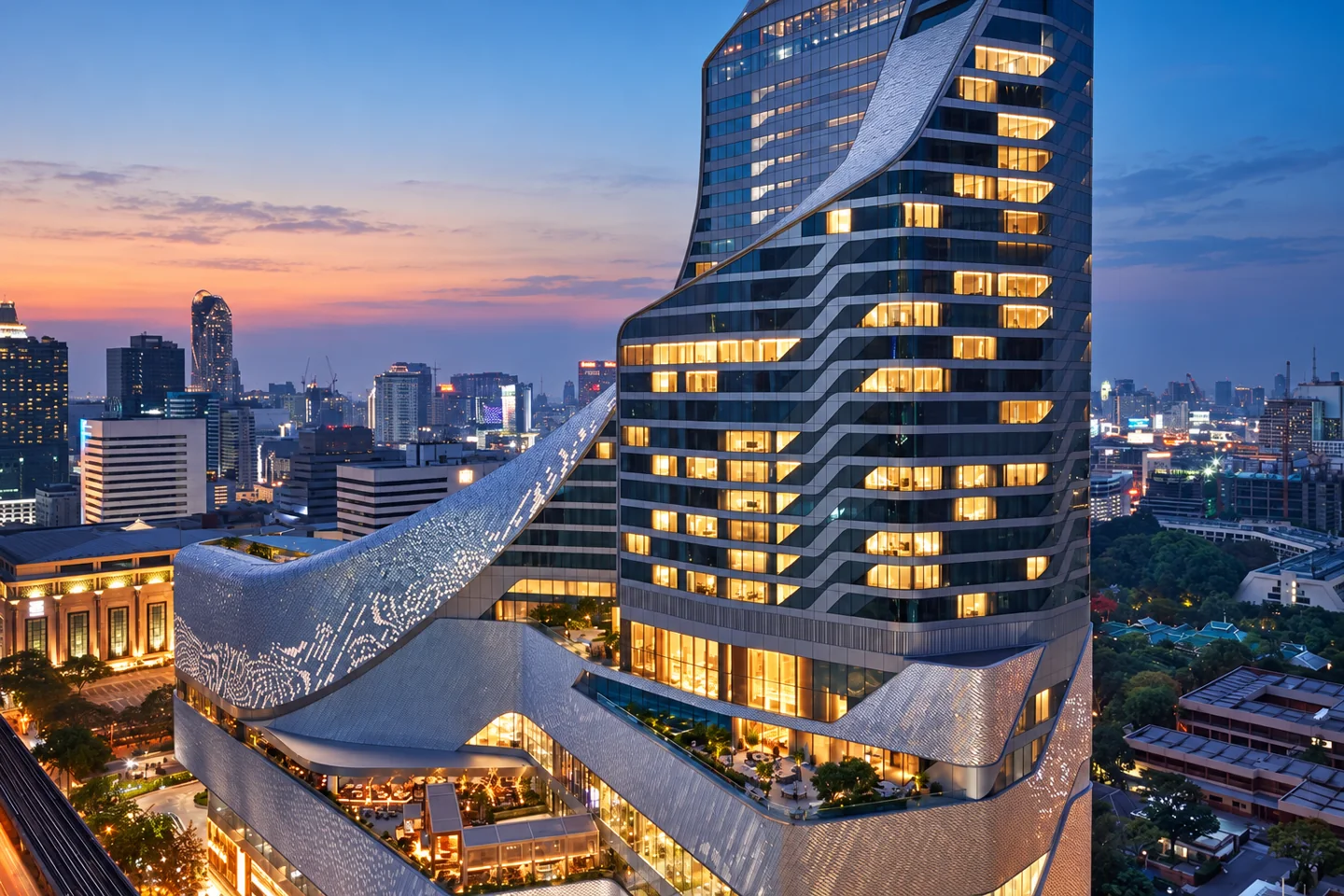 Park Hyatt Bangkok — AI style illustration · not this hotel’s actual interior