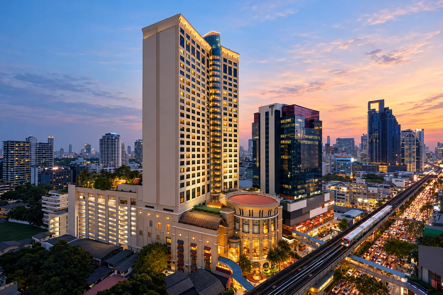 Sheraton Grande Sukhumvit, a Luxury Collection Hotel, Bangkok — AI style illustration · not this hotel’s actual interior