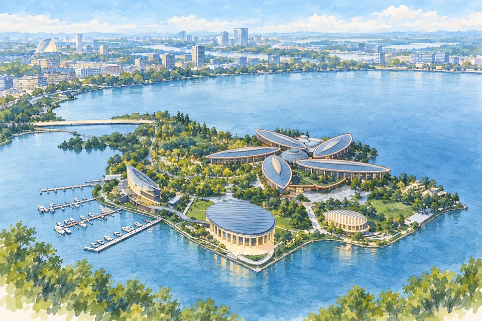 上海滴水湖洲际酒店 — AI 建筑示意图・非酒店实拍