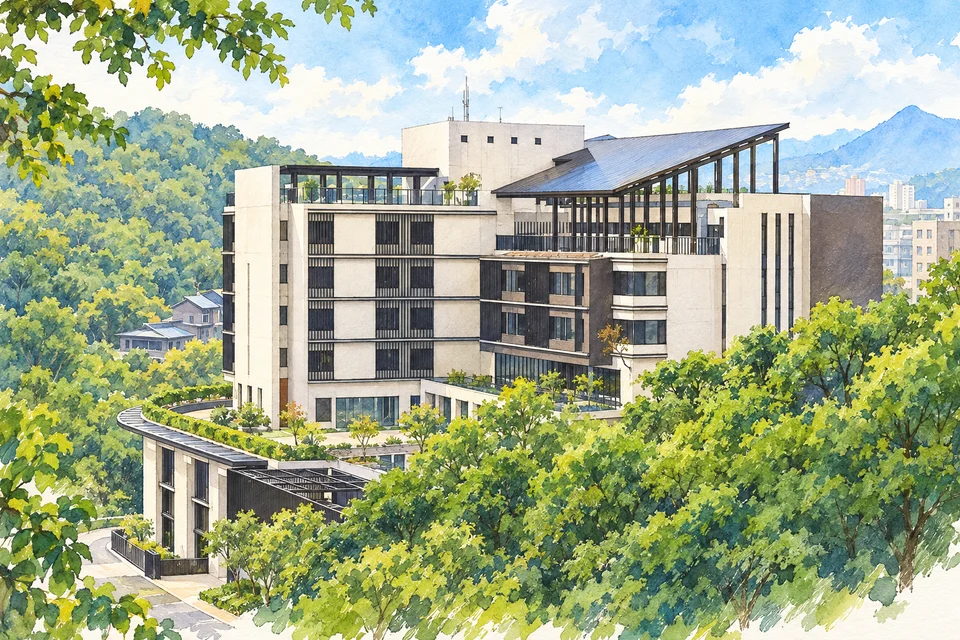 北投亚太饭店 — AI 建筑示意图・非酒店实拍