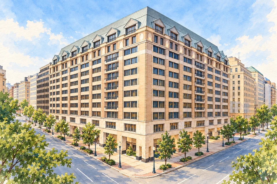 华盛顿君悦酒店(Grand Hyatt Washington) — AI 建筑示意图・非酒店实拍