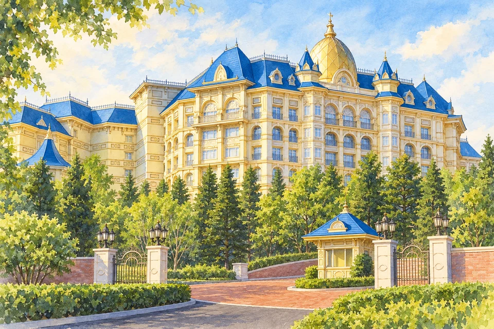 东京迪士尼乐园大饭店(Tokyo Disneyland Hotel) — AI 建筑示意图・非酒店实拍