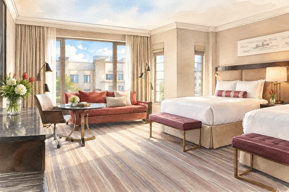 华盛顿乔治敦费尔蒙酒店(Fairmont Washington D.C. Georgetown) — AI 建筑示意图・非酒店实拍