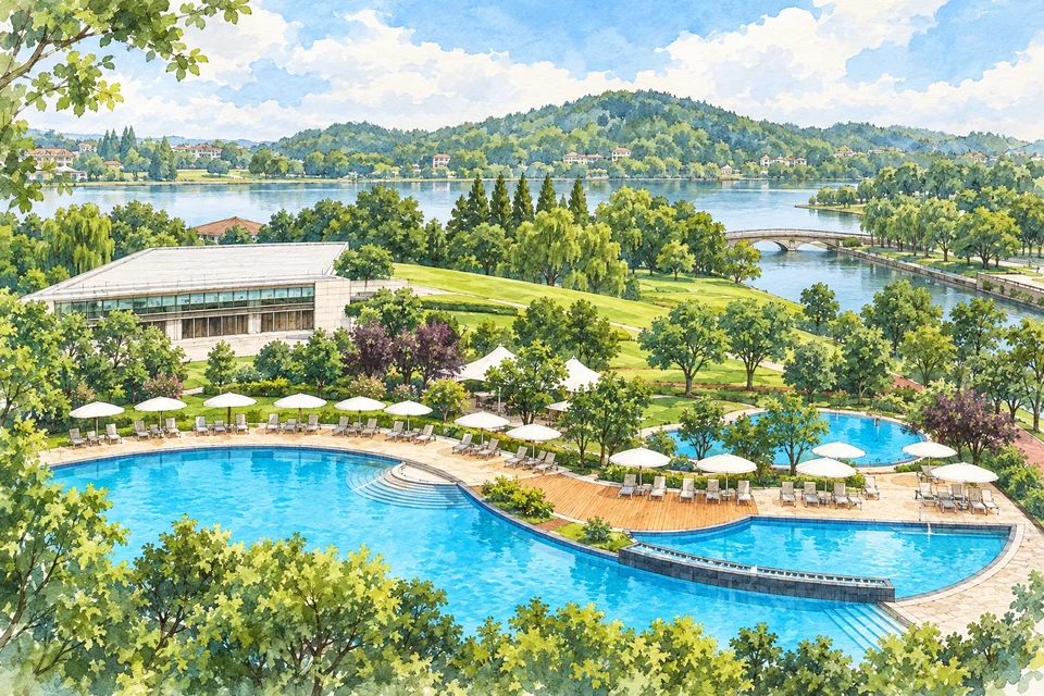 上海佘山世茂艾美酒店 — AI 建筑示意图・非酒店实拍