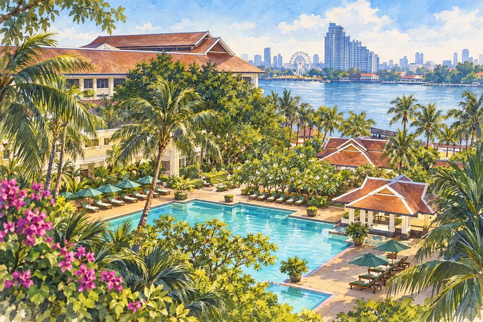 曼谷河畔安纳塔拉度假村(Anantara Riverside Bangkok Resort) — AI 建筑示意图・非酒店实拍