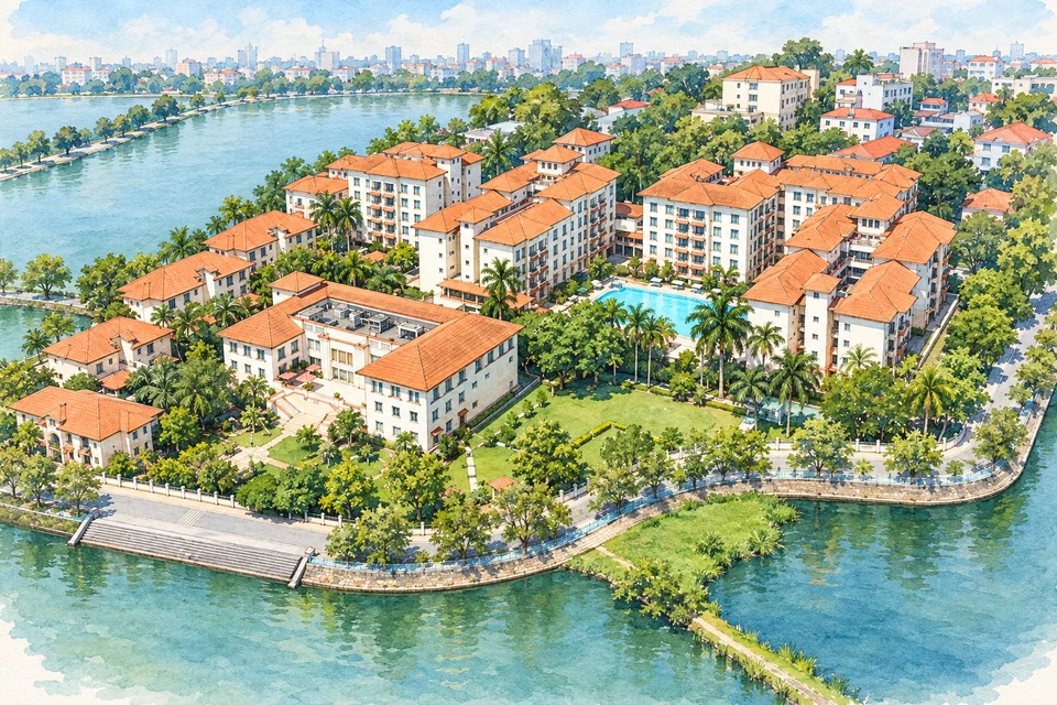 西湖钻石酒店(Diamond Westlake Suites) — AI 建筑示意图・非酒店实拍