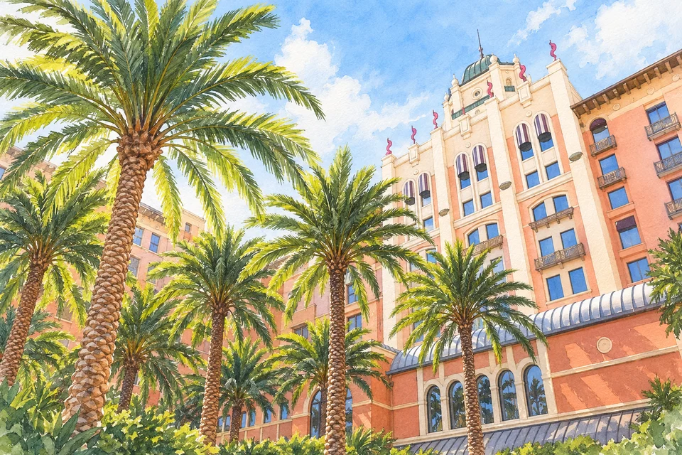 环球影城大酒店 — AI 建筑示意图・非酒店实拍