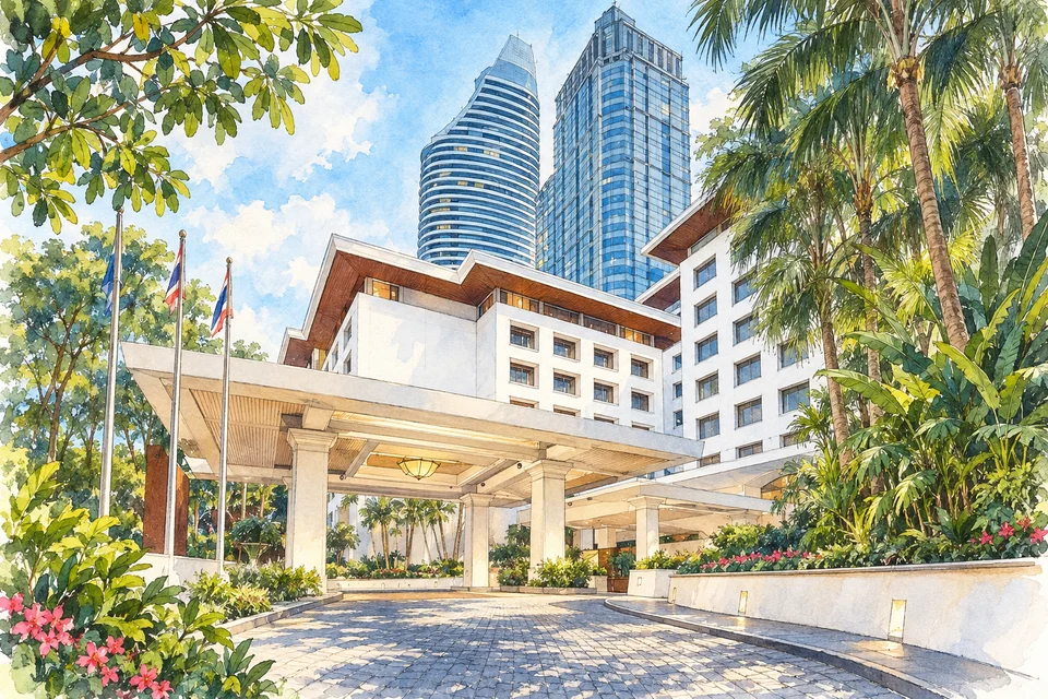 曼谷暹罗安纳塔拉酒店(Anantara Siam Bangkok Hotel) — AI 建筑示意图・非酒店实拍